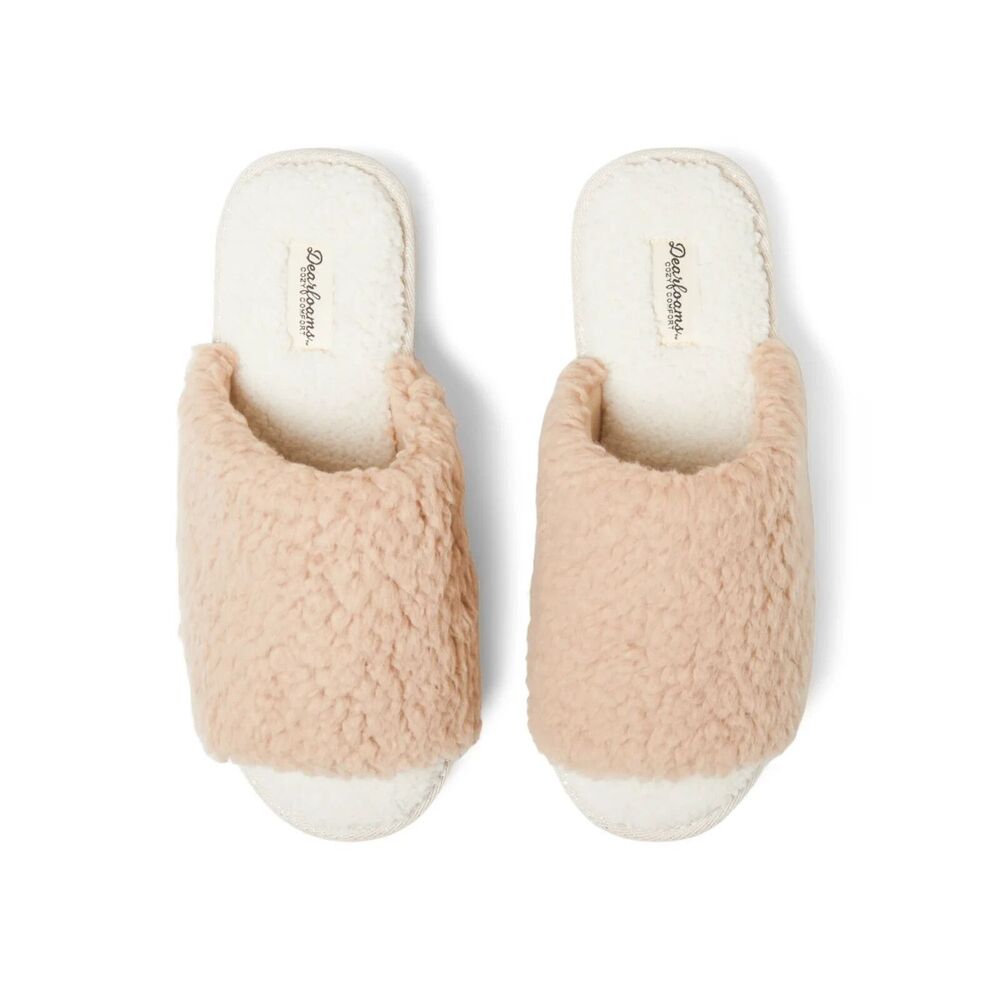 Dearfoams Women's Cozy Comfort Platform Terry Slides Beige Size 9/10NWT